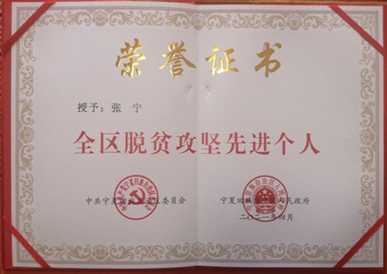 喜訊！張寧同志榮獲“全區(qū)脫貧攻堅(jiān)先進(jìn)個(gè)人”稱號